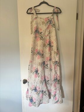 SundayUp Floral Eyelet Tie Strap Dress, Size S